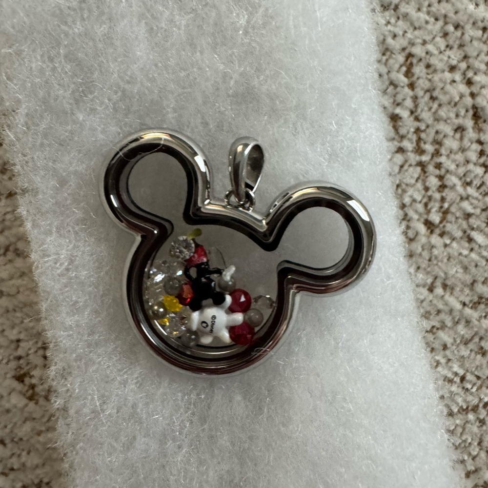 Origami Owl Mickey Mouse Silver Pendant with Charms - Picture 2 of 4